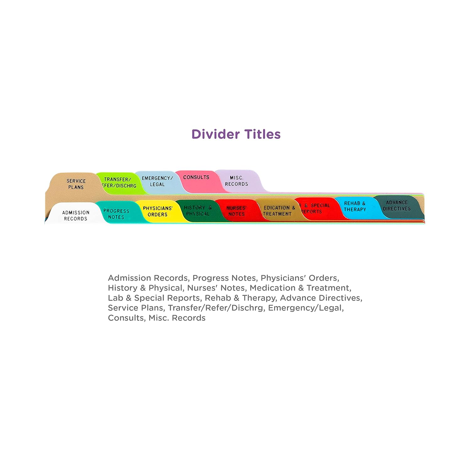 Carstens Heavy Duty Plastic Assisted Living Divider Set, 14-Tabs, with Pull Tab Die Cuts, 2671-00, for Top-Opening 2-5 Ring Binders