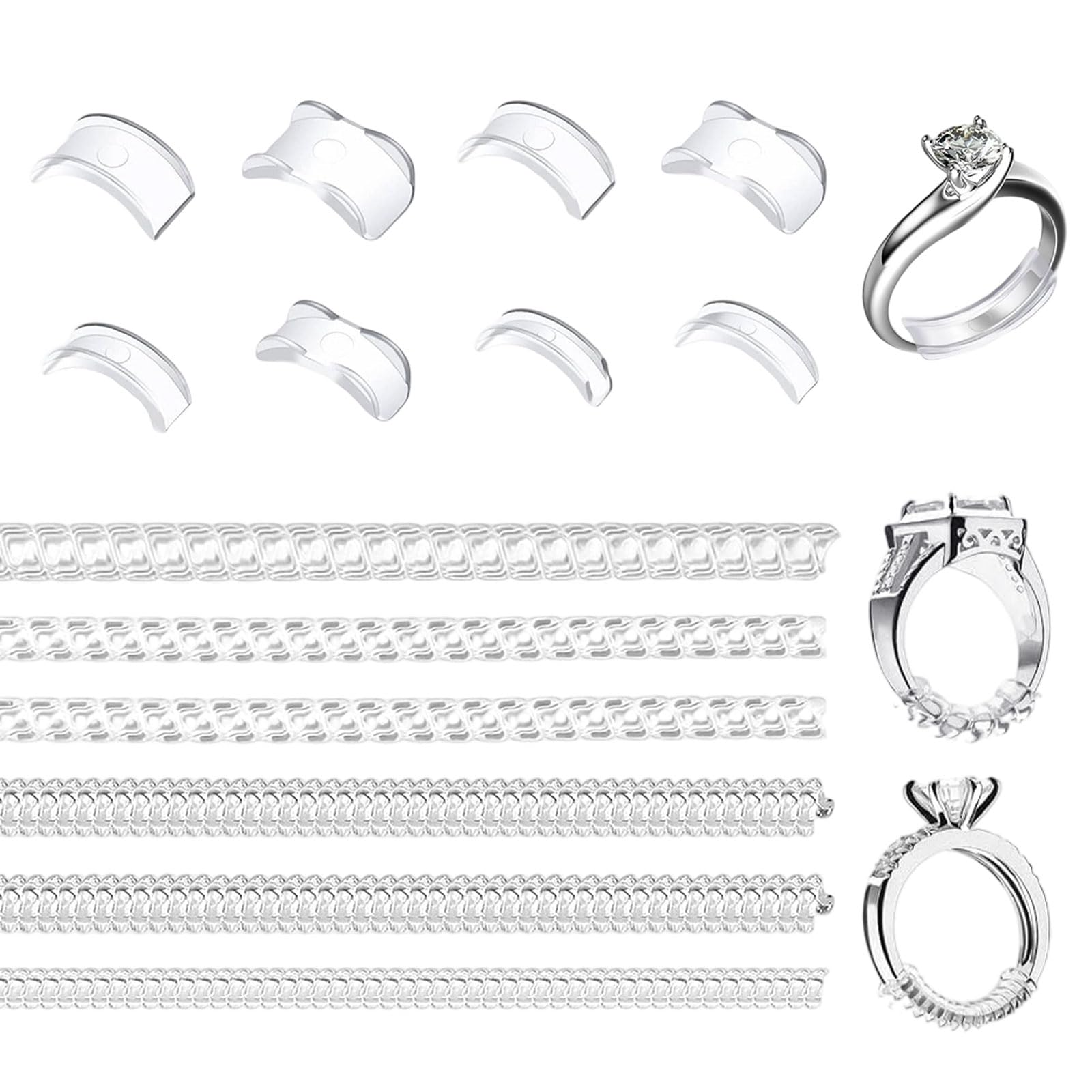 14 Pezzi Ferma Anello Silicone Trasparente, Regolatore Dimensione Anelli Sciolti