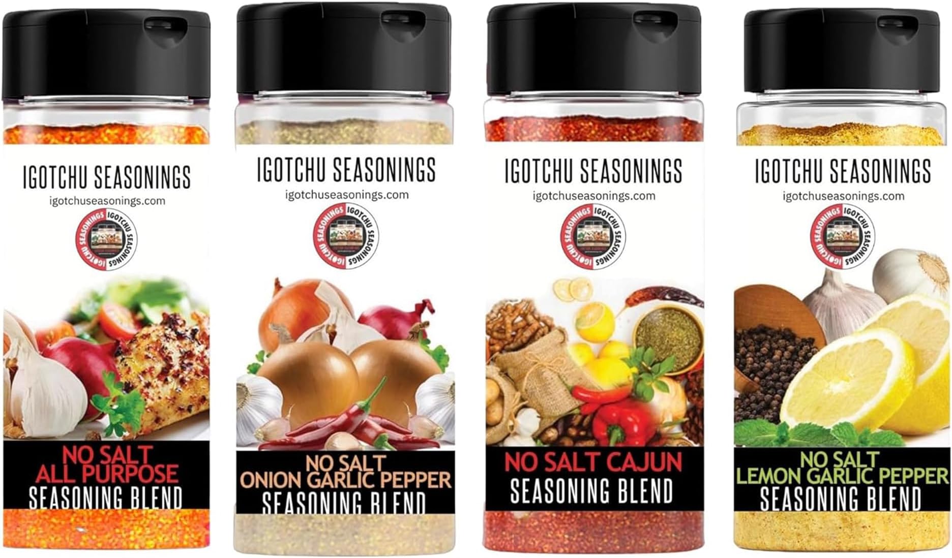 Igotchu Seasonings โ The No Salt Bundle | 100% Sodium-Free, All-Natural Seasoning Set for Healthy Cooking | Salt-Free Spice Blend Variety Pack for Chicken, Vegetables, Meat & More | Low Sodium Flavor Mix Made in USA.