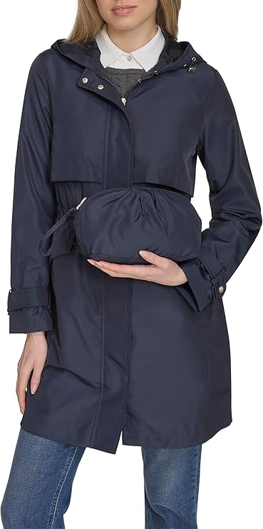 Cole Haan Women's Packable Trench Parka Front View Indigo
