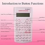 KK-82MS-B Scientific Calculator with 240 Function, 10-Digit Engineering and Financial Student Calculator with 2-Line Display, Suitable for School and Business (Pink)