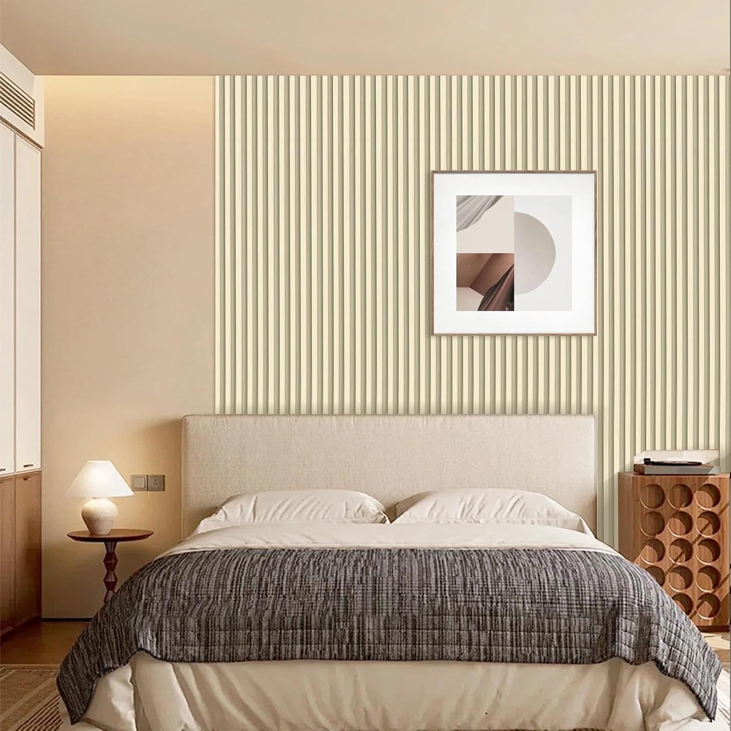 10Pack WPC Slat Wall Panels, 96 x 6.4 x 0.8Inches 3D Accent Wall Panels for Interior Home Decor, Fluted Wood Paneling for Living Room, TV Background, Office, Bedroom(Oak)