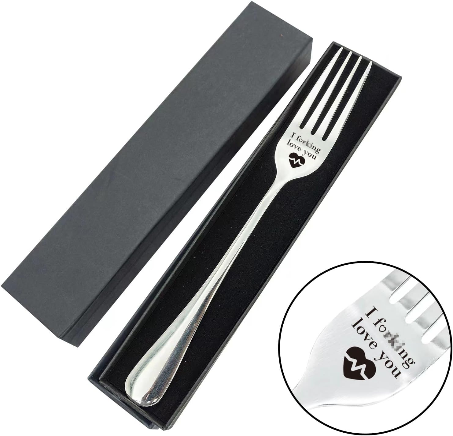 VICKHU I love you gifts for boyfriend girlfriend dad mom, funny engraved forks,mothers day/fathers day/valentines day gifts (I love you)