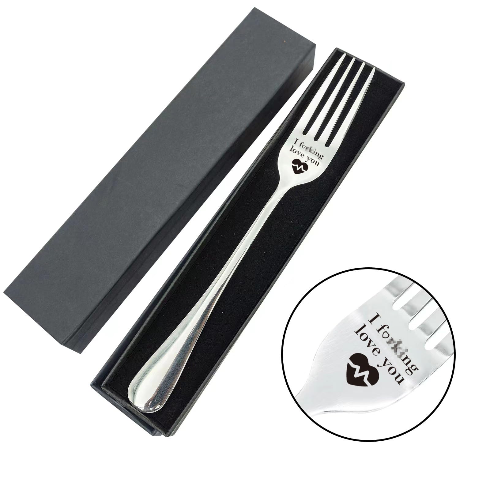 VICKHU I love you gifts for boyfriend girlfriend dad mom, funny engraved forks,mothers day/fathers day/valentines day gifts (I love you)