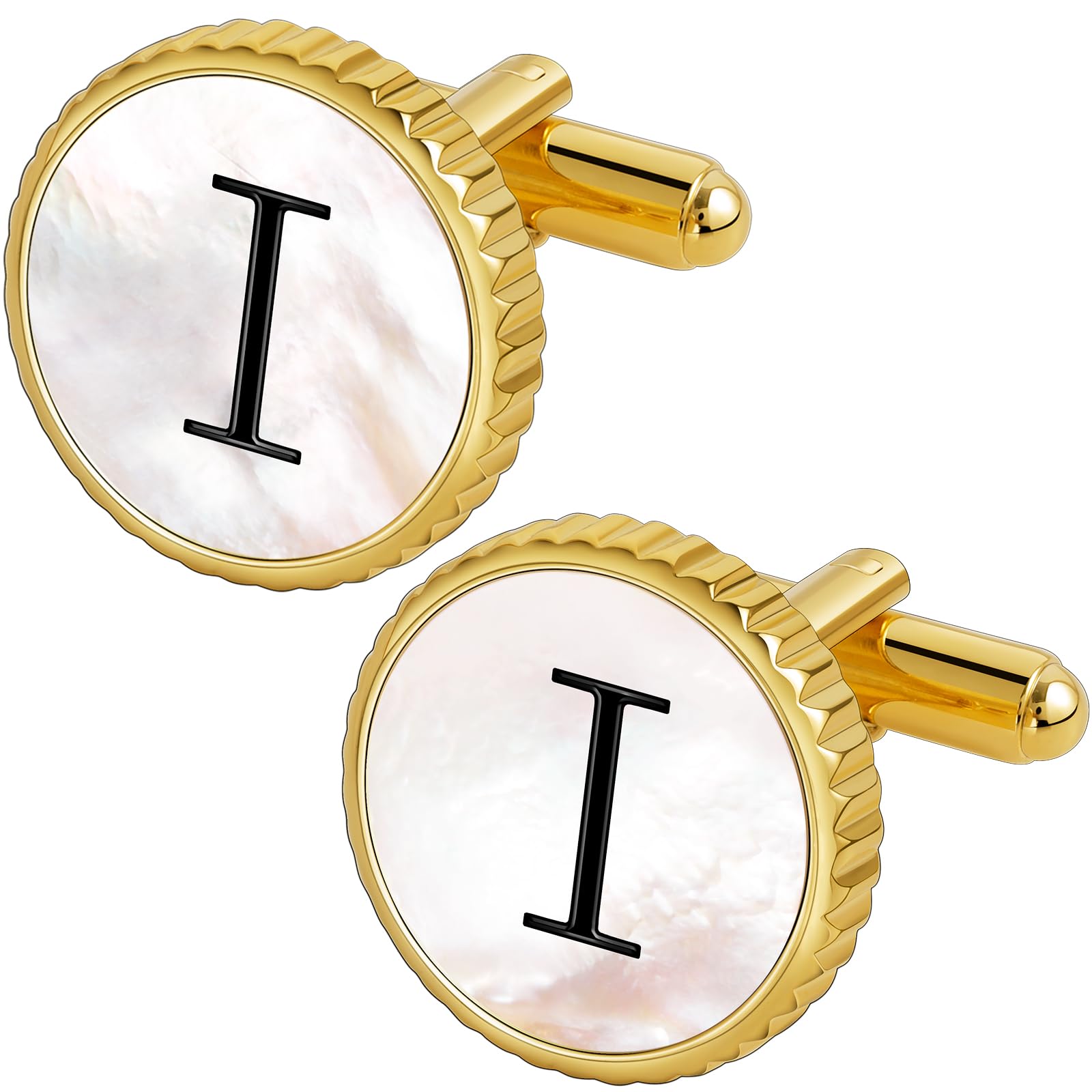 Cuff Links Mens Golden Silver Gunmetal Black, Cufflinks for Men Custom Initial Personalized Mother Of Pearl Mens Cufflink for Shirt Golden Silver Gunmetal Black Cuff Link Shirt for Wedding