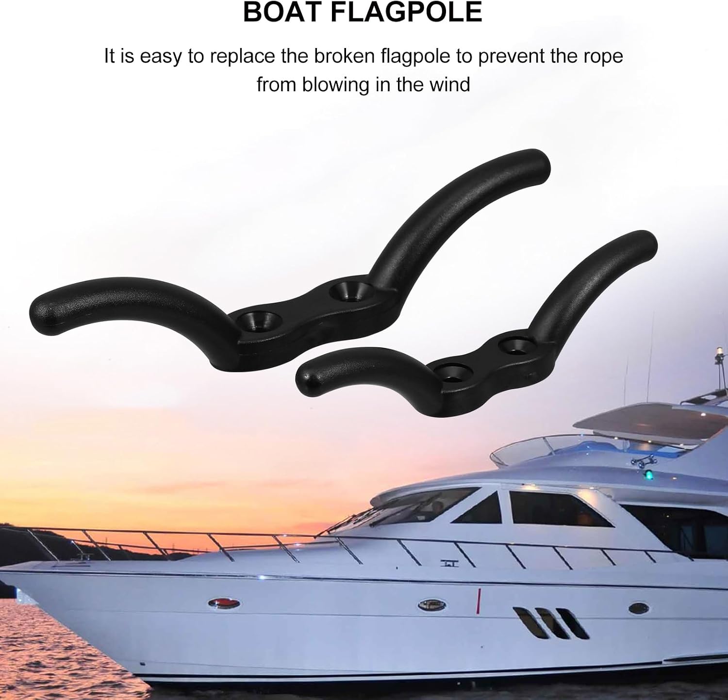 Toddmomy Flagpole Cleat Hook with Stainless Steel Screws 5.90 Inch Nylon Rope Fixing for Boats Outdoor Flagpole Hardware