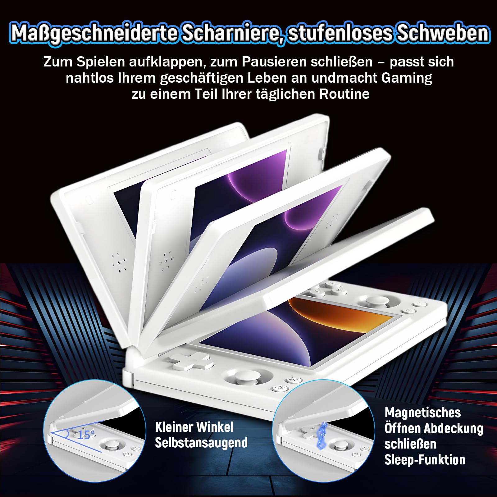 RG DS Retro Handheld Spielkonsole mit Kapazitivem Stylus,4-Zoll-Multitouch Zwei Unabhängigen Bildschirmen Retro Konsole,2,4+5G WiFi & BT 4.2,4000mAh,Unterstützt Split-Screen-Modus (Polarweiß)