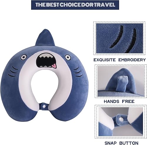 Miniatura 4 de Gluck Plants Almohada de cuello de viaje para niños y adultos con máscara de ojos, soporte de cuello, almohadas de animales en forma de U para