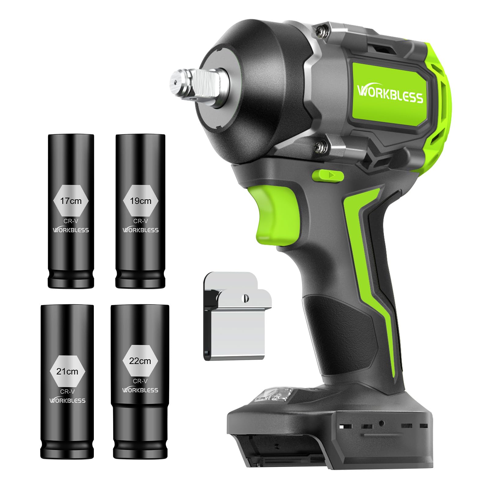 850Nm (630Ft-lbs) Cordless Impact Wrench for Makita 18V Battery, Brushless 1/2 Impact Gun, Electric Impact Wrench for Car Tire, Mower Lug Nut, 3-Speed, 4 Cr-V Sockets(BATTERY NOT INCLUDE)