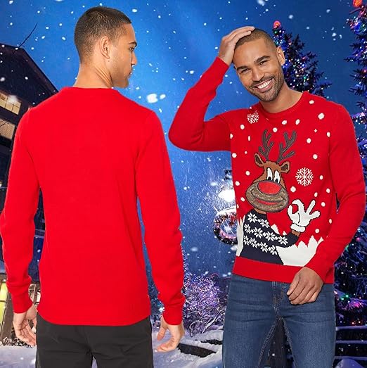 NOROZE Heren eland Merry Christmas Jumper Xmas Rendier Elf Football FC
