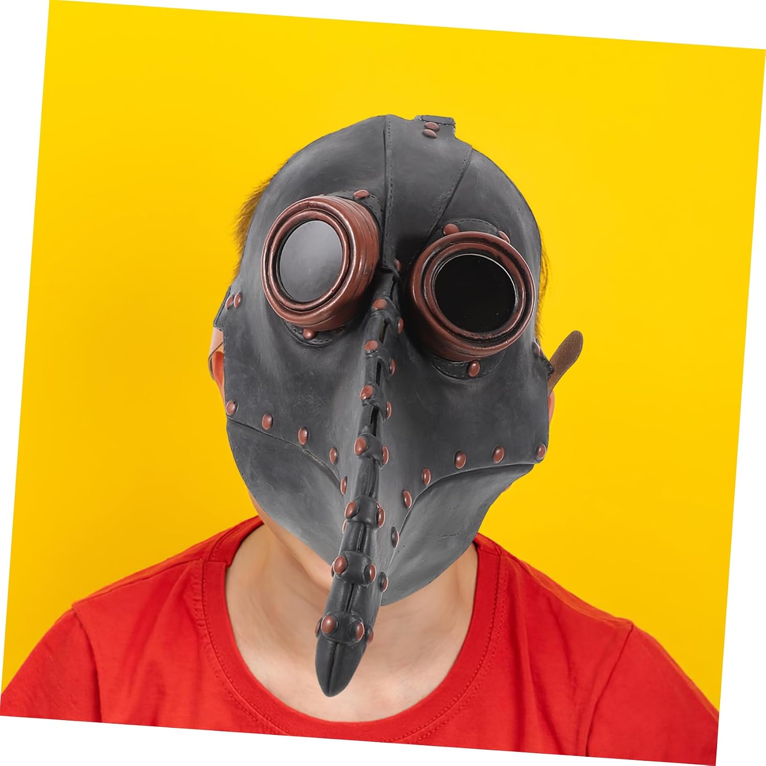 BESPORTBLE Decorative PU Leather Beak Mask for Halloween Parties Steampunk Design with Copper Nails Funny