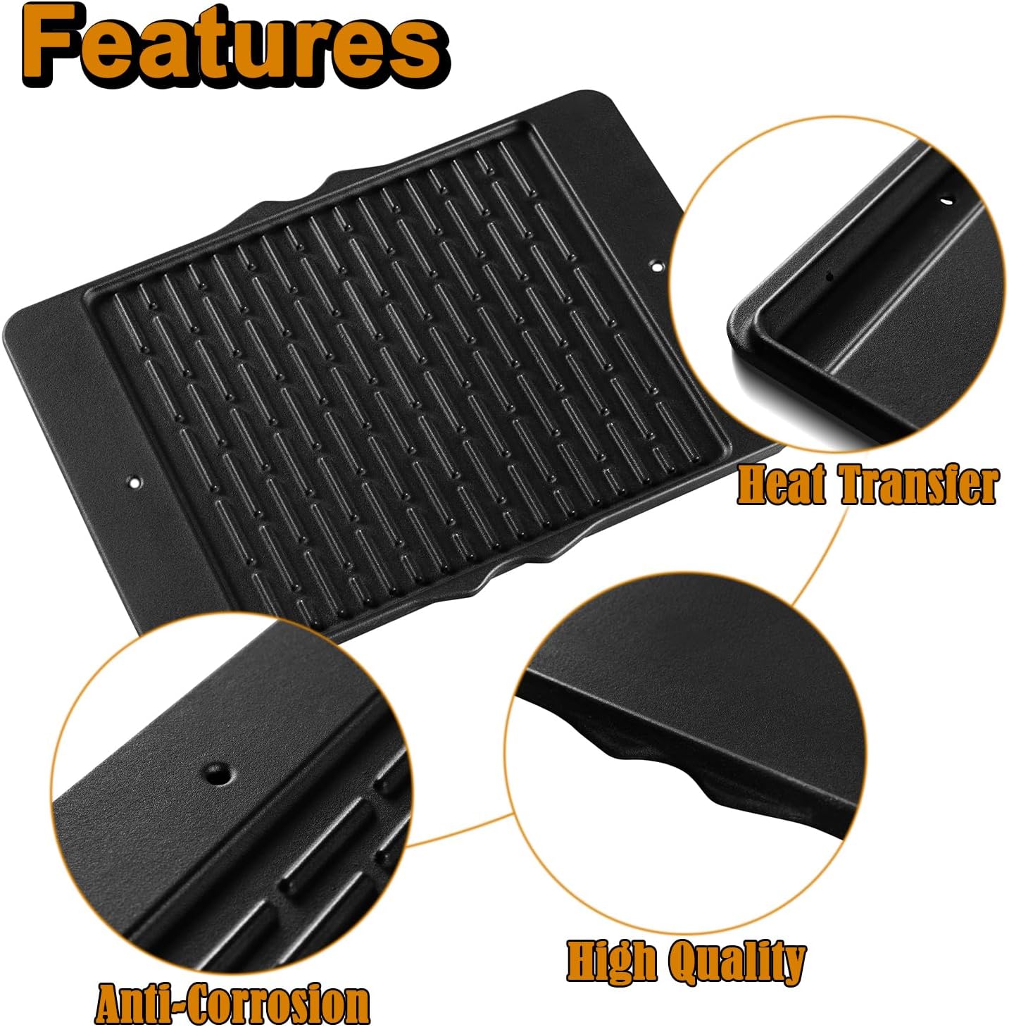 7598 Griddle Spirit E310 Grill Replacement Parts for Weber Griddle Accessories Spirit II E-310 3 Burner Gas Grill Parts GS4 Spirit 300 Series E-315 S-315 E-330 E330 Genesis Silver B Griddle Plate