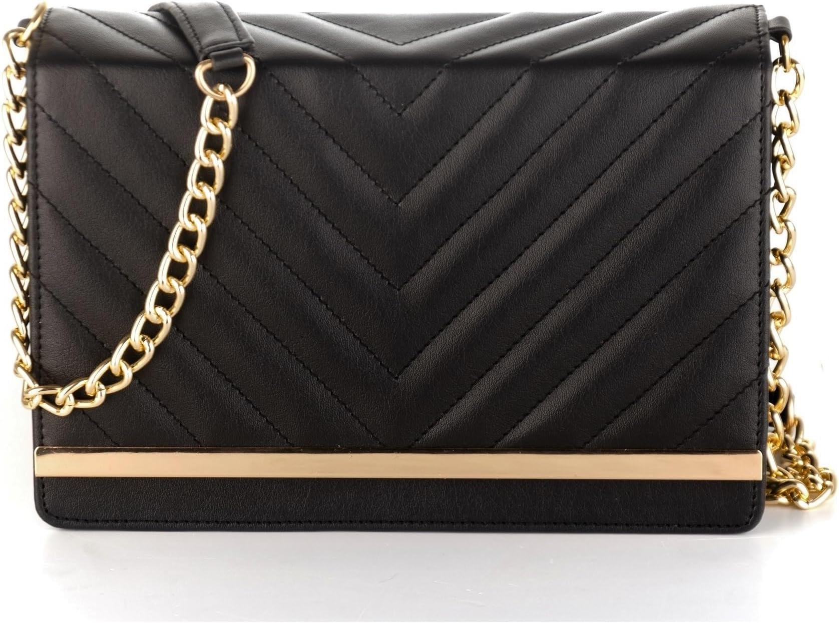 Women's Chevron Quilted Crossbody Sling Bag - Stylish Cross Body Handbag for Girls & Women with Gold Chain (SL5022)