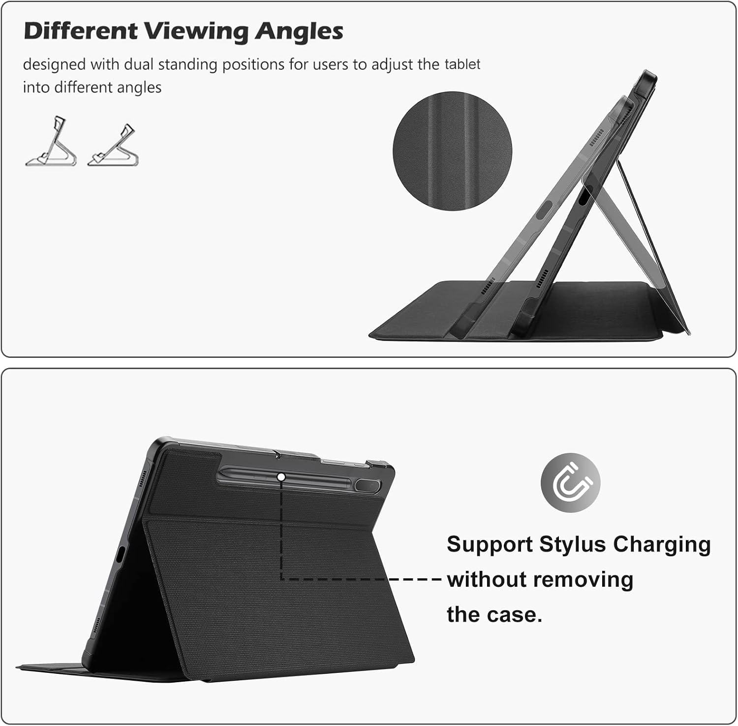 ProCase Slim Case for Galaxy Tab S8+/S7 FE/S7+ 12.4", S Pen Holder -Black image 4