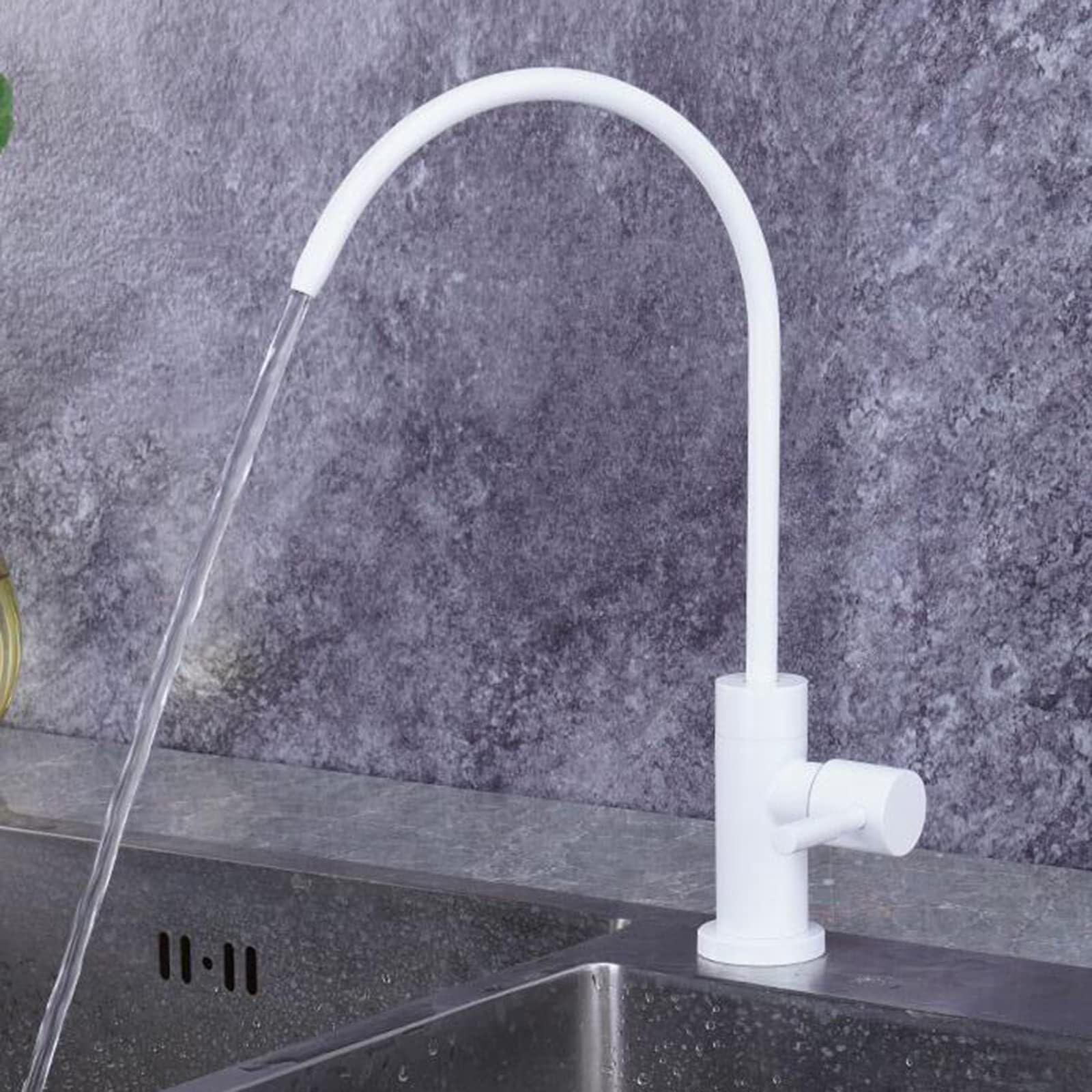 CMBSSTFC Rubinetto depuratore Acqua Potabile Rubinetto Filtro Cucina Girevole in Acciaio Inossidabile Bianco(D)
