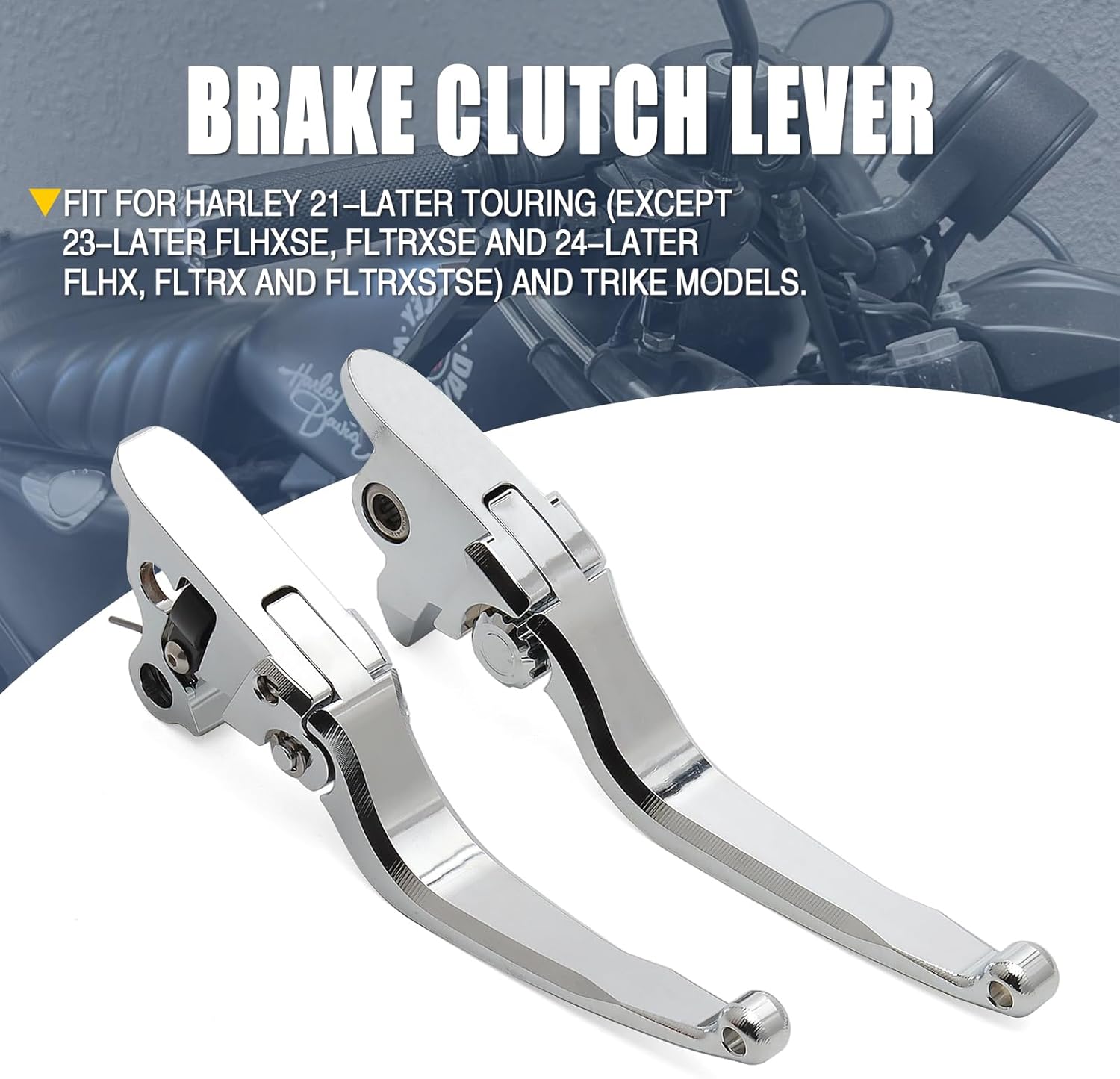 Motorcycle Levers Brake Clutch Handle Lever Adjustable Fit for Harley 2021-later Touring Road King Electra Glide Road Glide Street Glide Trike (Long, Chrome)