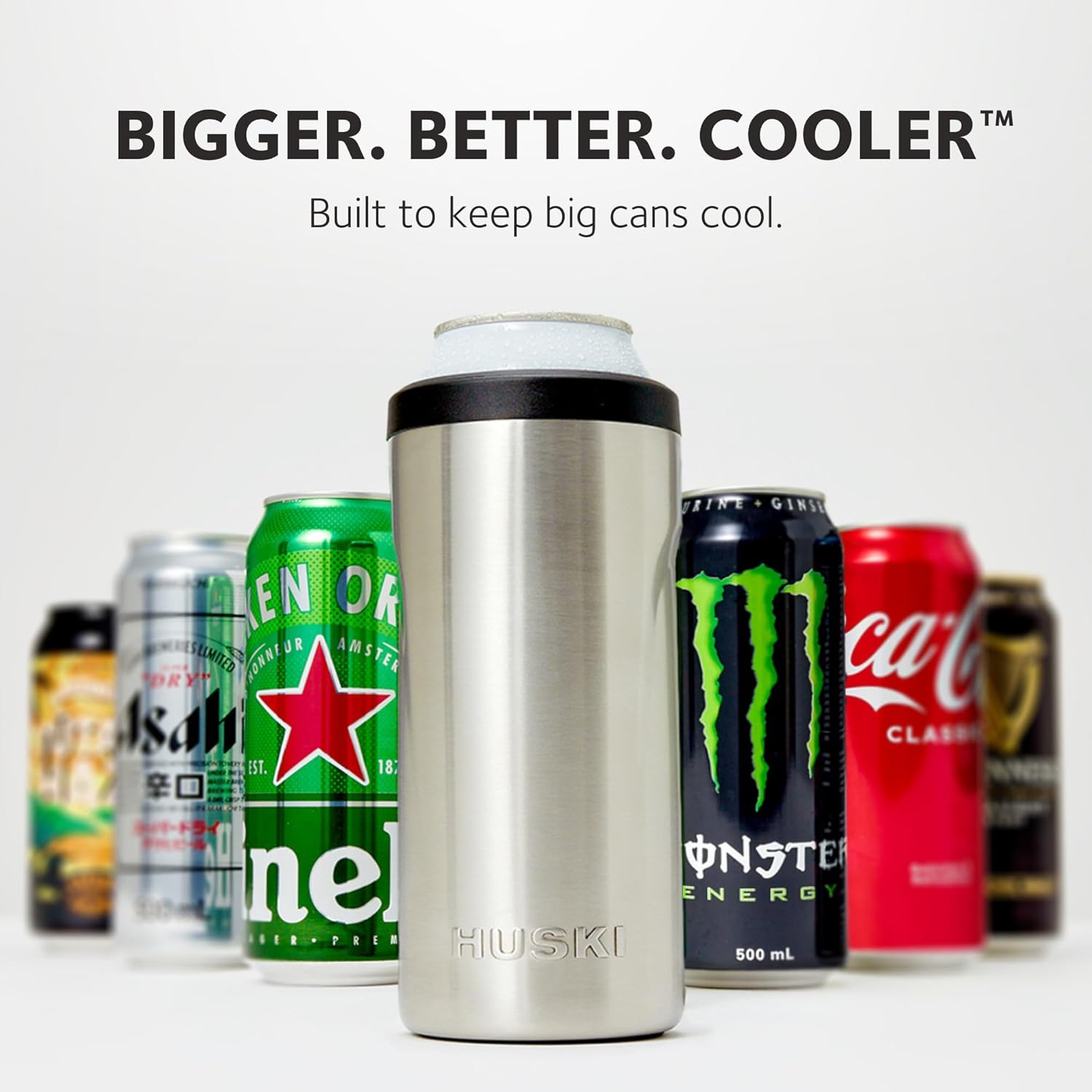 Huski Big Can Cooler | NEW | Premium 16oz & 19.2oz Beer & Energy Drink Cooler with Detachable 3-in-1 Opener | Triple Insulated | Keeps Cans up to 10x colder | Doubles as a Tumbler (Black)
