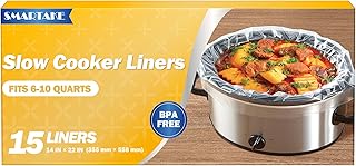 SMARTAKE Slow Cooker Liners, Extra Large Size 14"x 22" Disposable Cooking Bags, Fit 6QT to 10QT for Slow Cooker, Cooking Trays, Suitable for Oval & Round Pots, 15 Liners