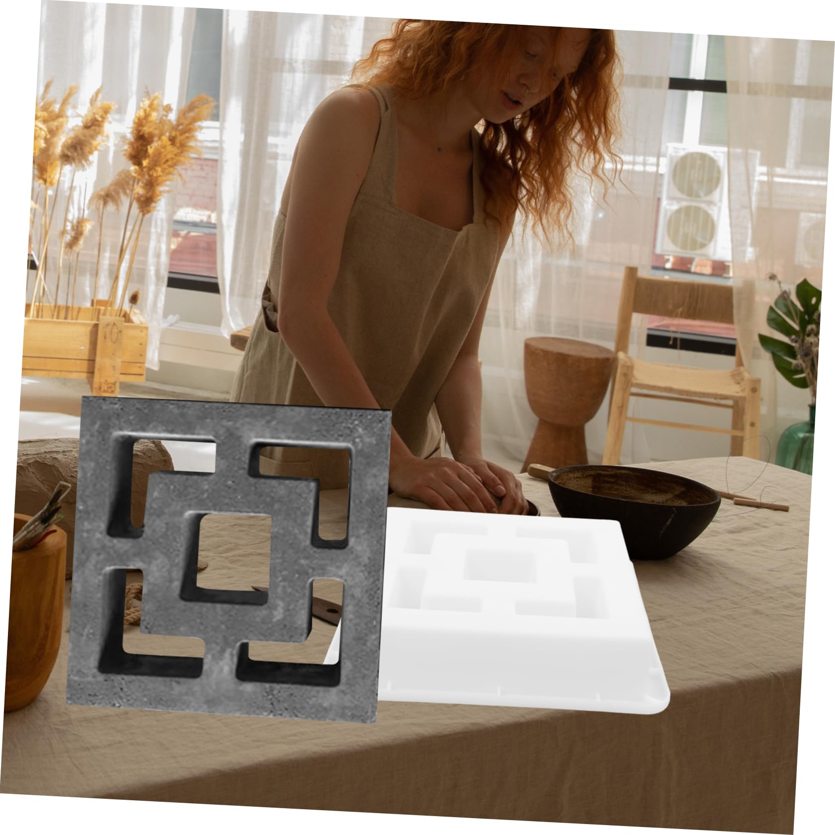 HEMOTON Moule à Ciment en Plastique Blanc pour Briques en Béton Motif à Croisillons, Facile à Utiliser et Nettoyer, pour Chemins et Décoration de Jardin