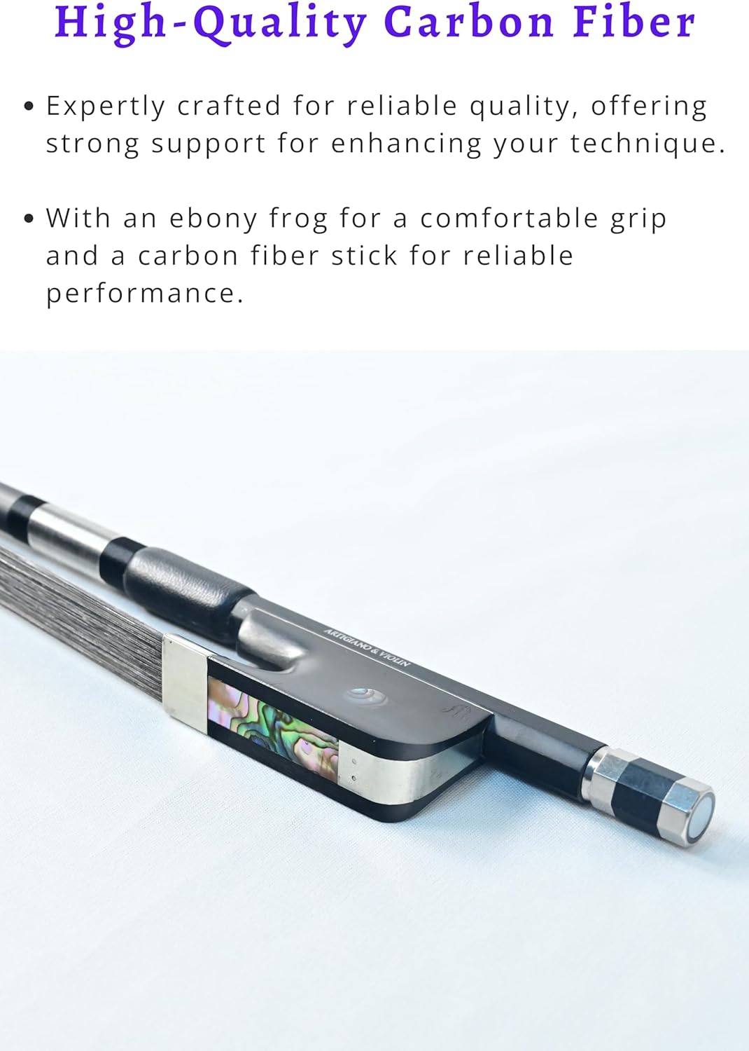 ARTIGIANO&VIOLIN Carbon Fiber Upright Bass Bow with Black Hair French Style AW-105B