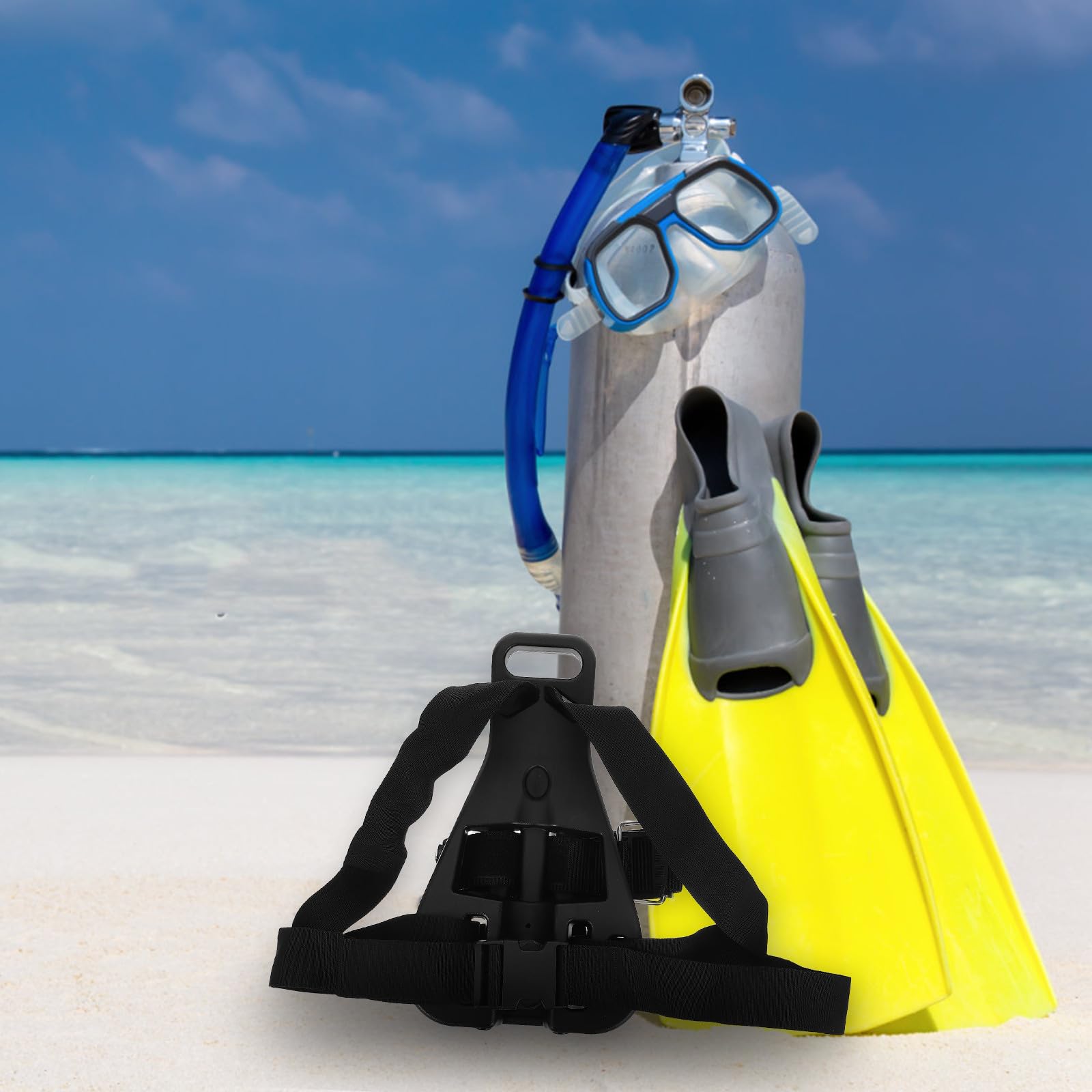 Harnais Dorsal pour Bouteille de Plongée Unique 12 L en Acier Inoxydable | Support Dorsal Réglable, Répartition Équilibrée du Poids, Poignée Simple, Usage Plongée Sous-marine et Remontée