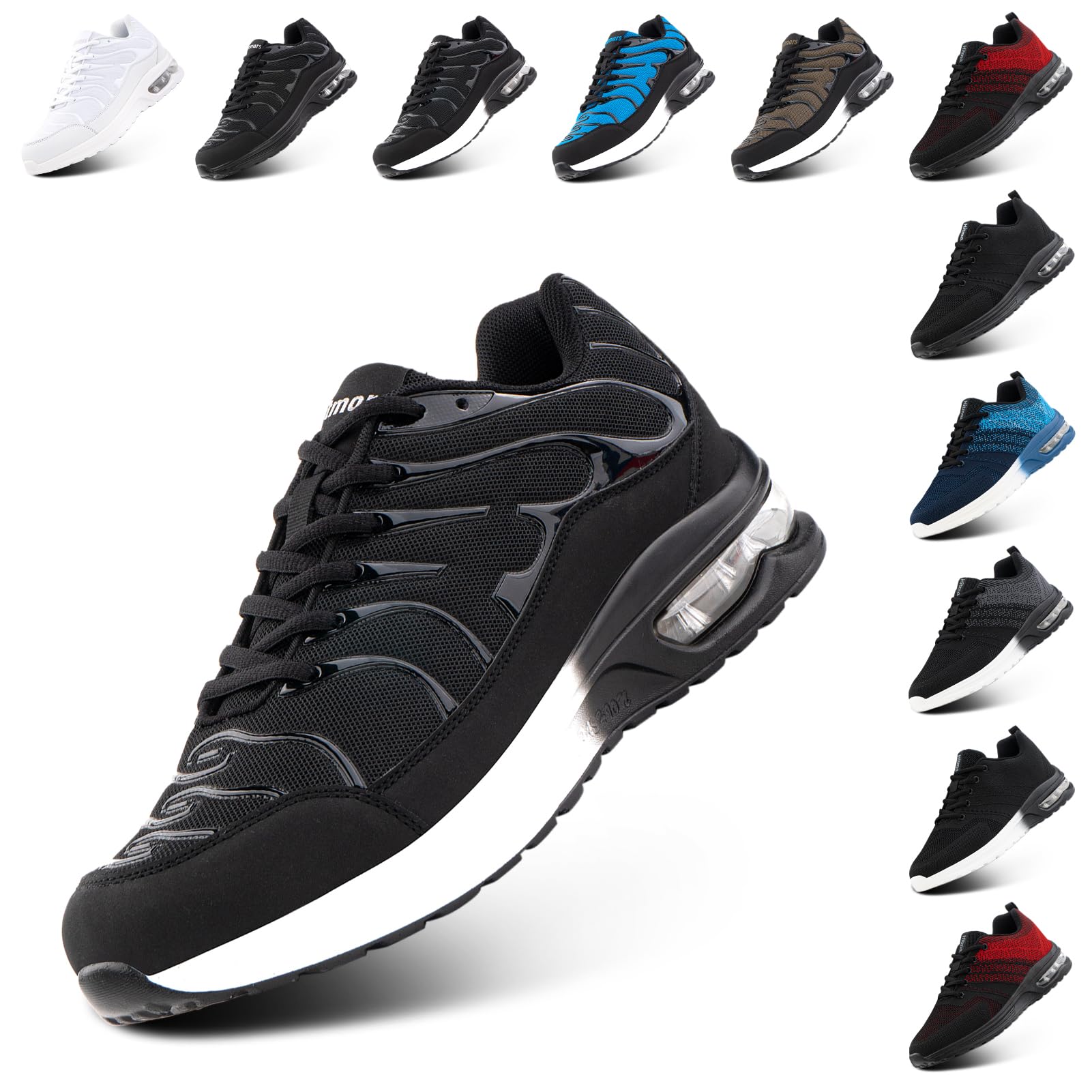 NEOKER Scarpe Running Uomo Donna Scarpe da Corsa Sneakers Scarpe Ginnastica Scarpe Trail Running Scarpe Sportive Platform Outdoor Nero Blu 36-48 EU