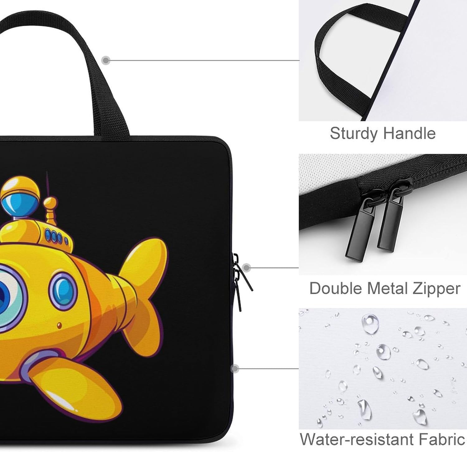 Funny Submarine Laptop Bag Print Computer Sleeve Case Protector Briefcase Totes for Women Men