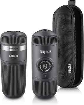WACACO Nanopresso Barista Kit Bundle - Portable Espresso Maker with Large Water Tank, Adapter Ring & Protective L-Case