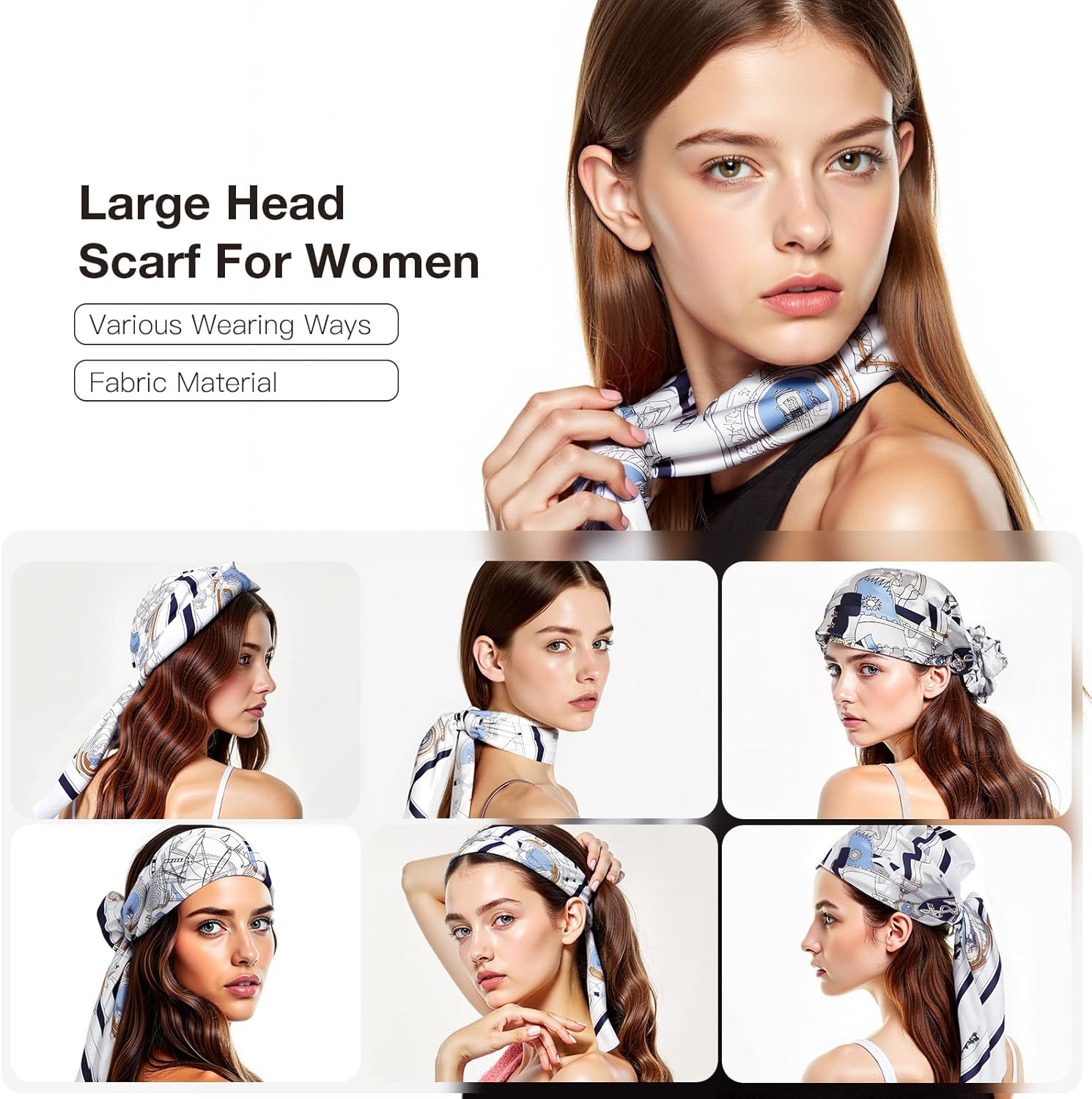 EasYoung 4Pcs Silk Feeling Scarf Large Square Satin Head Scarf for Women, Square Scarf Bandanas for Sleeping 35 Inches - Image 5