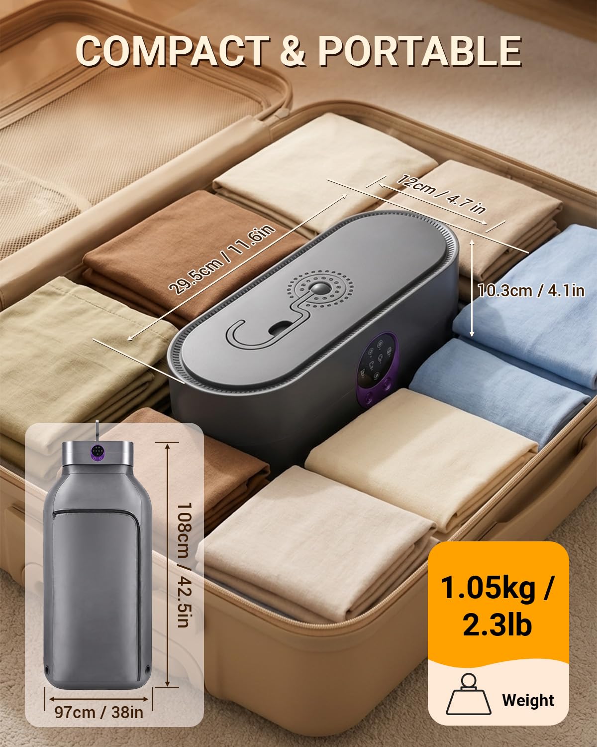 Mini Asciugatrice 600W Elettrica Portatile per Vestiti con Timer