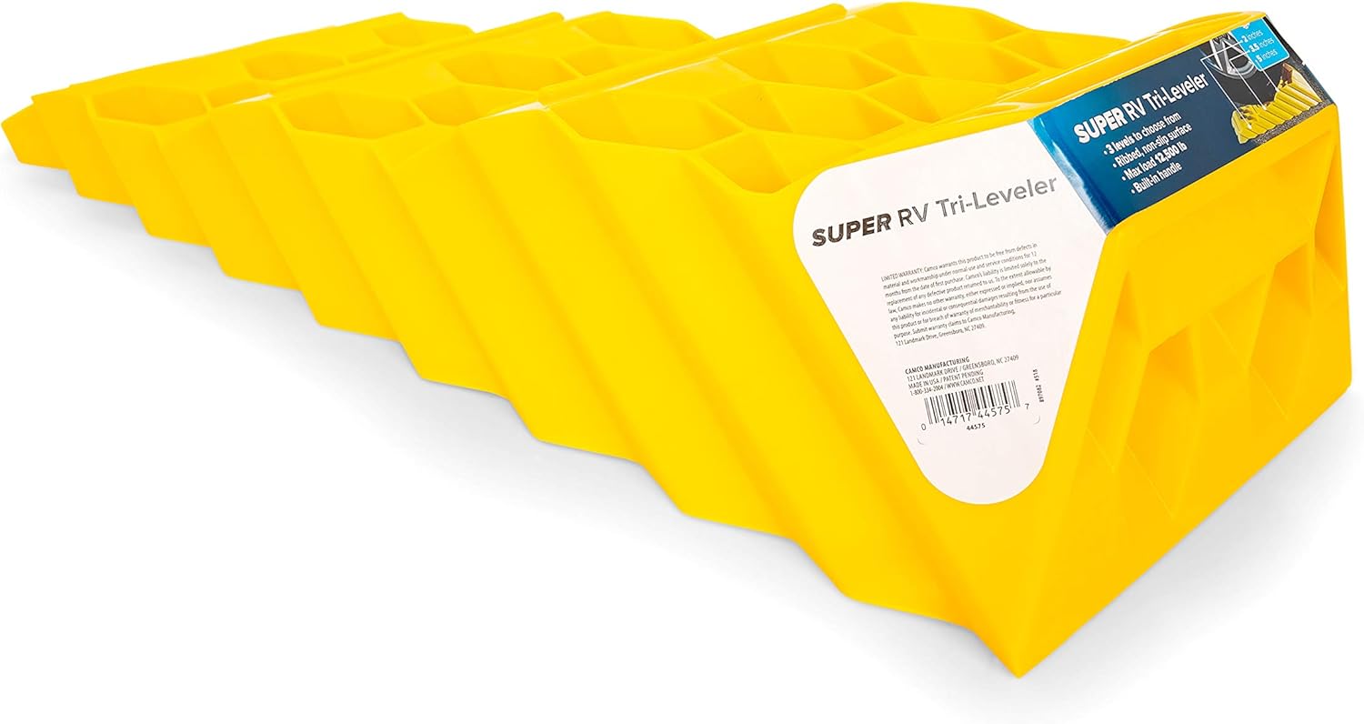 Camco Drive On Super Tri-Leveler - Raises Your RV Up to 5" - Works on Any Tire with Built in Handle - Features a Load Capacity of 10,000 lbs (21028) : Automotive
