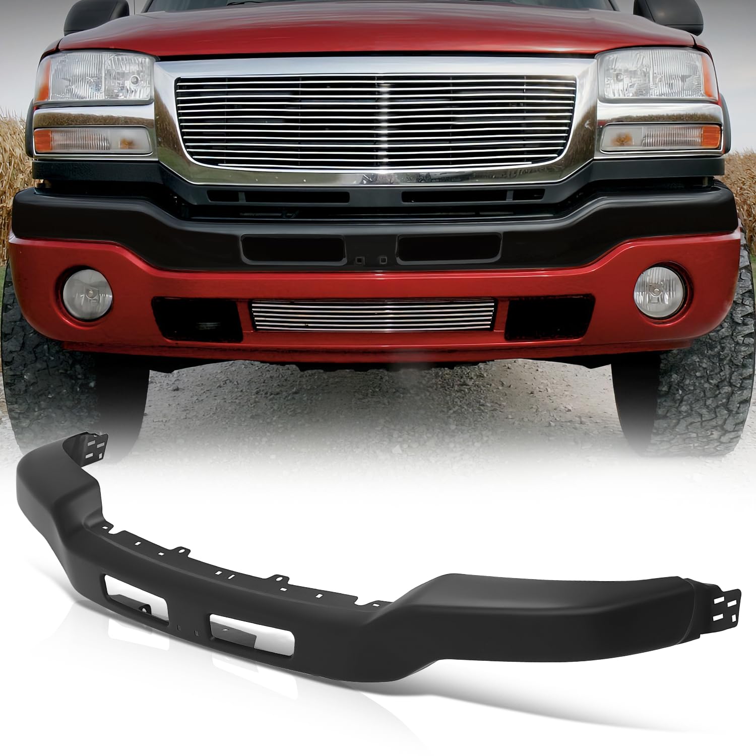 Auto Dynasty Front Bumper Face Bar Compatible with 2003-2007 Gmc Sierra 1500 Classic, w/o Bracket, GM1002465, Paint to Match Black