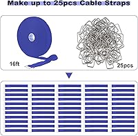 Vista 4 de Correas de gancho y bucle de 1 x 16 pies con 25 hebillas de metal, correas de cable de fijación ajustables, correa de cincha cortada a la longitud