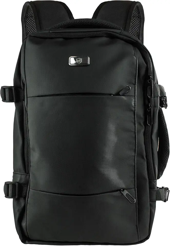 Gshield Mochila Mala de Mão Executiva Armor para Notebook até 17.3'' Expansível 27 a 40 Litros, Porta USB Integrada, Resistente à Água, Preta