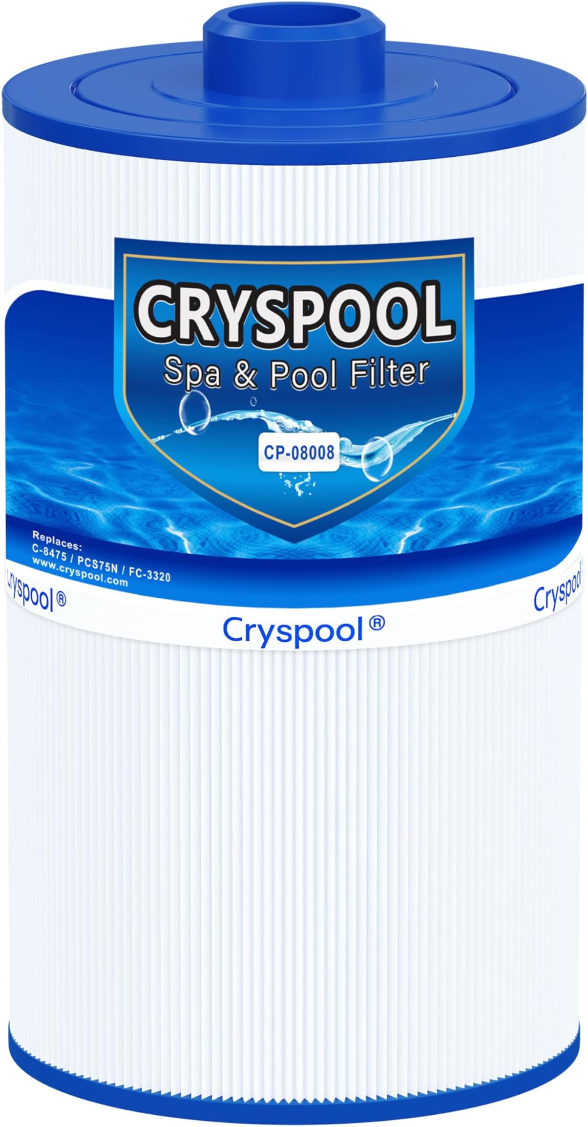 Cryspool Spa Filter Water Filter Cartridge Compatible with Unicel C-8475, PCS75N, Filbur FC-3320, 75 sq.ft, 1 Pack