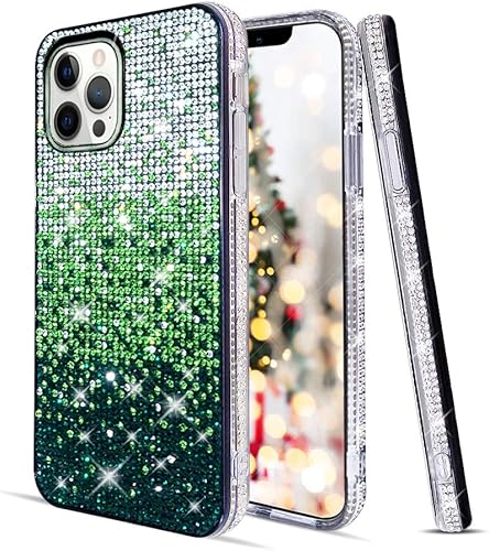 Miniatura 8 de LUVI Funda compatible con iPhone 13 Pro Max Bling para mujeres y niñas, con diamantes de imitación brillantes, funda protectora de lujo 3D hecha a