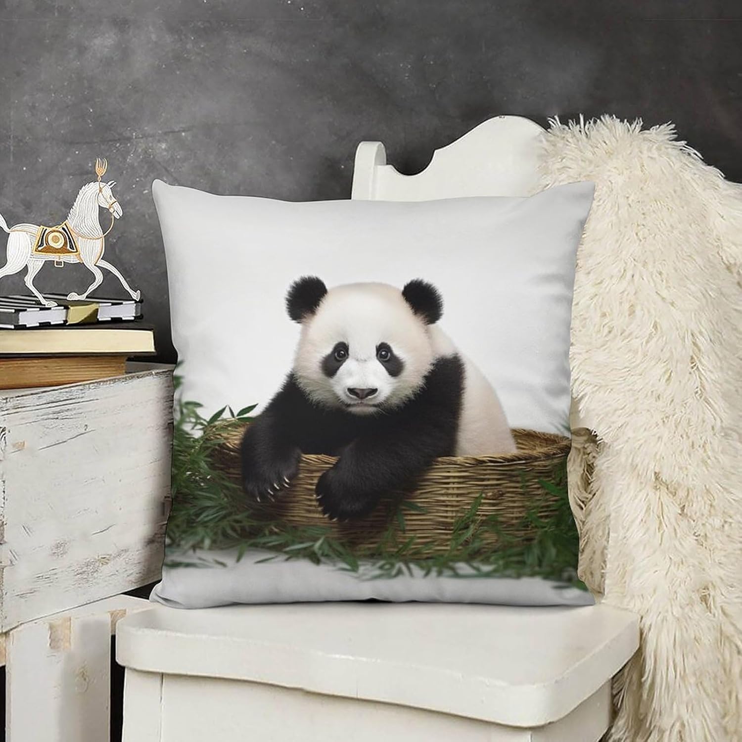 Zippered Pillow Cover, Pillow Protector, Panda Stars Printed Pillow Cover of 4, Pillow Not Included