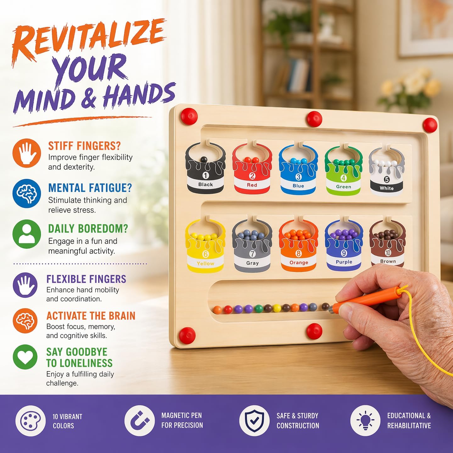 Dementia Care Activity Sorting Board,Sensory Fidget Puzzle Game for Seniors image 2