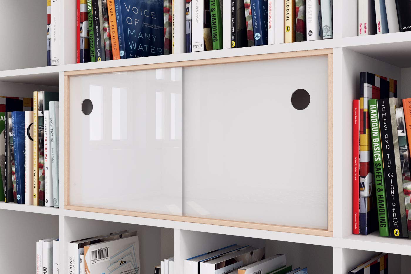 Schiebetür für Kallax Regal Acrylglastüren Glasvitrine Glastür Laufschiene mit Holzrahmen für Bücher Deko Sammelstücke (Weiß)