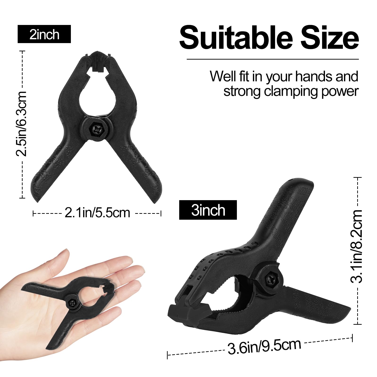 EMART 20 Pack Spring Clamps, Professional 10x3inch & 10x2inch Nylon Muslin Backdrop Clips for Photography Studio Photo Booth - Image 2