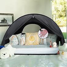 Leedor Pop-Up Bed Tent with Mesh & Shade Fabric Window, Bed Canopy Shelter Cabin Indoor Privacy Space Sleeping Tent, Blackout Breathable Dream Tent with Portable Bag for Kids and Adults, Twin Size