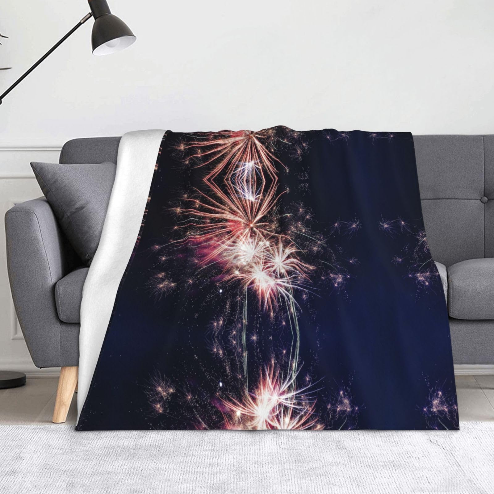 Couverture flanelle haut de gamme motif feux d'artifice doux et respirant