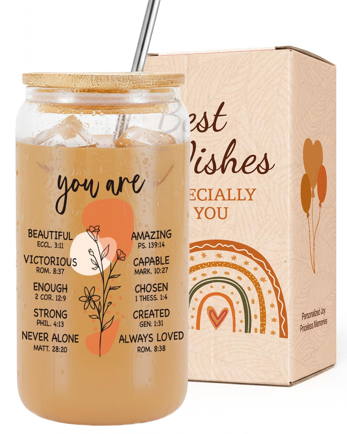 VivaJoy Christian Gifts - Religious Gifts for Women, Inspirational Gifts for Women,Bible Glass Cups with Straw and Lid, Thanks Gift for Womens, Teacher, Sister, Bestie, Best Friend โ image 1