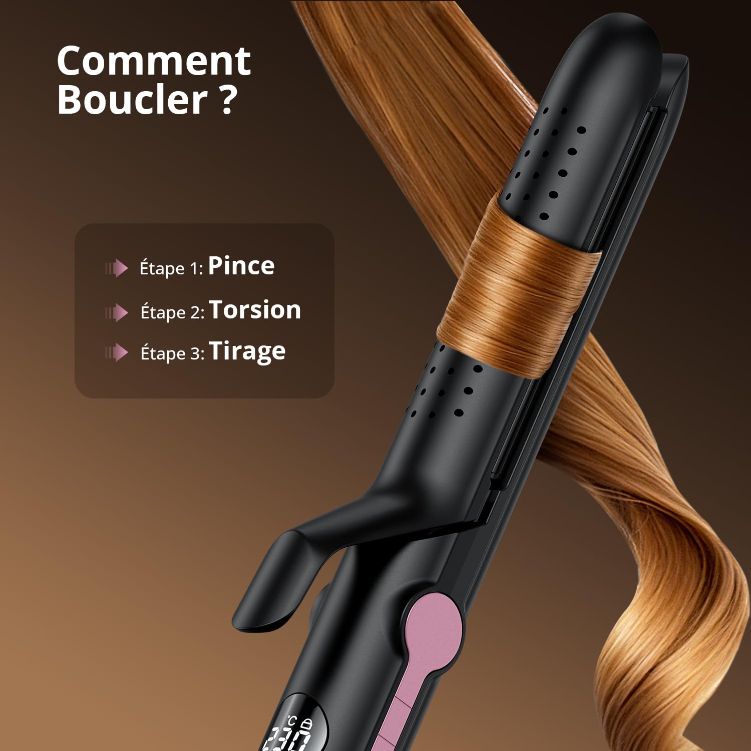 CrazyMar Lisseur à Air Froid et Boucleur Ionique 2-en-1, 9 Températures (110°C-230°C) pour Cheveux Bouclés/Lisses, Appareil de Coiffure Maison et Voyage (Noir)