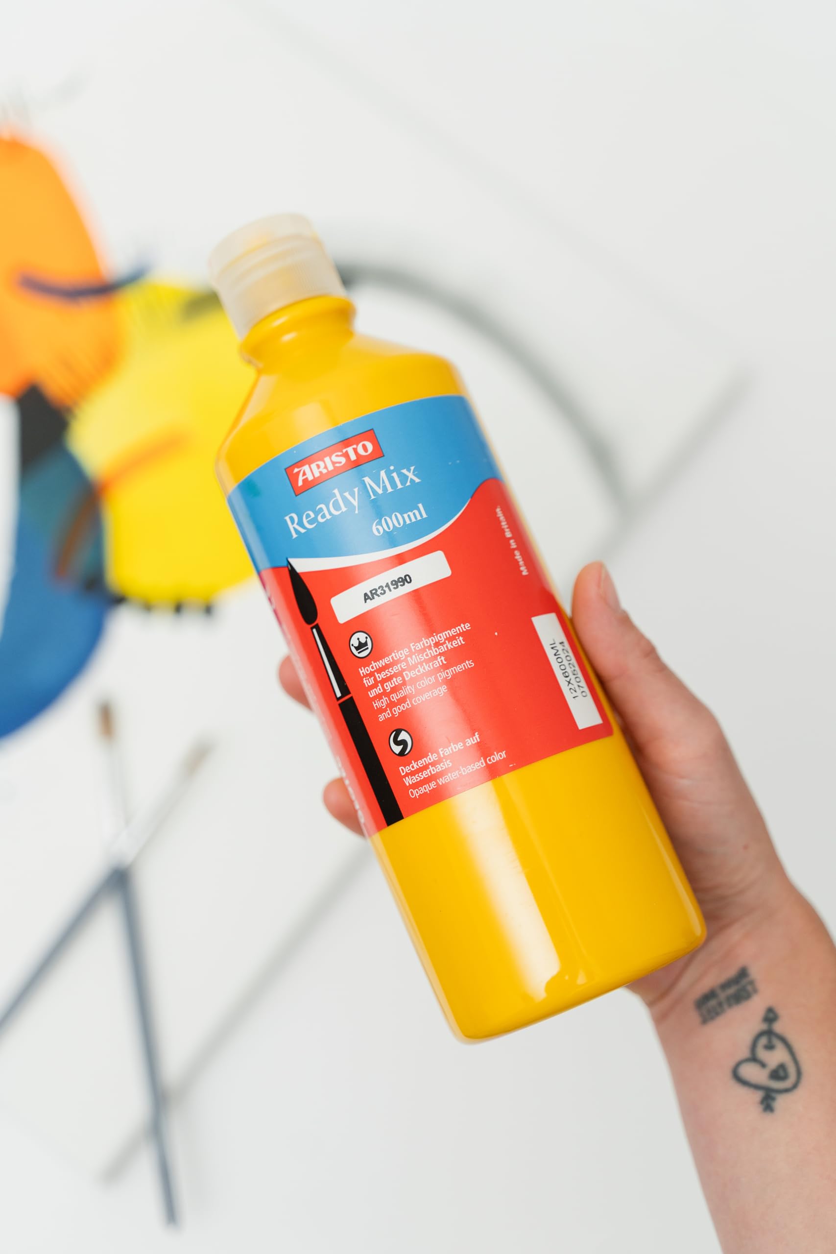 Aristo Ready Mix Flüssigfarbe 12 x 600 ml, Set aus 12 Farben