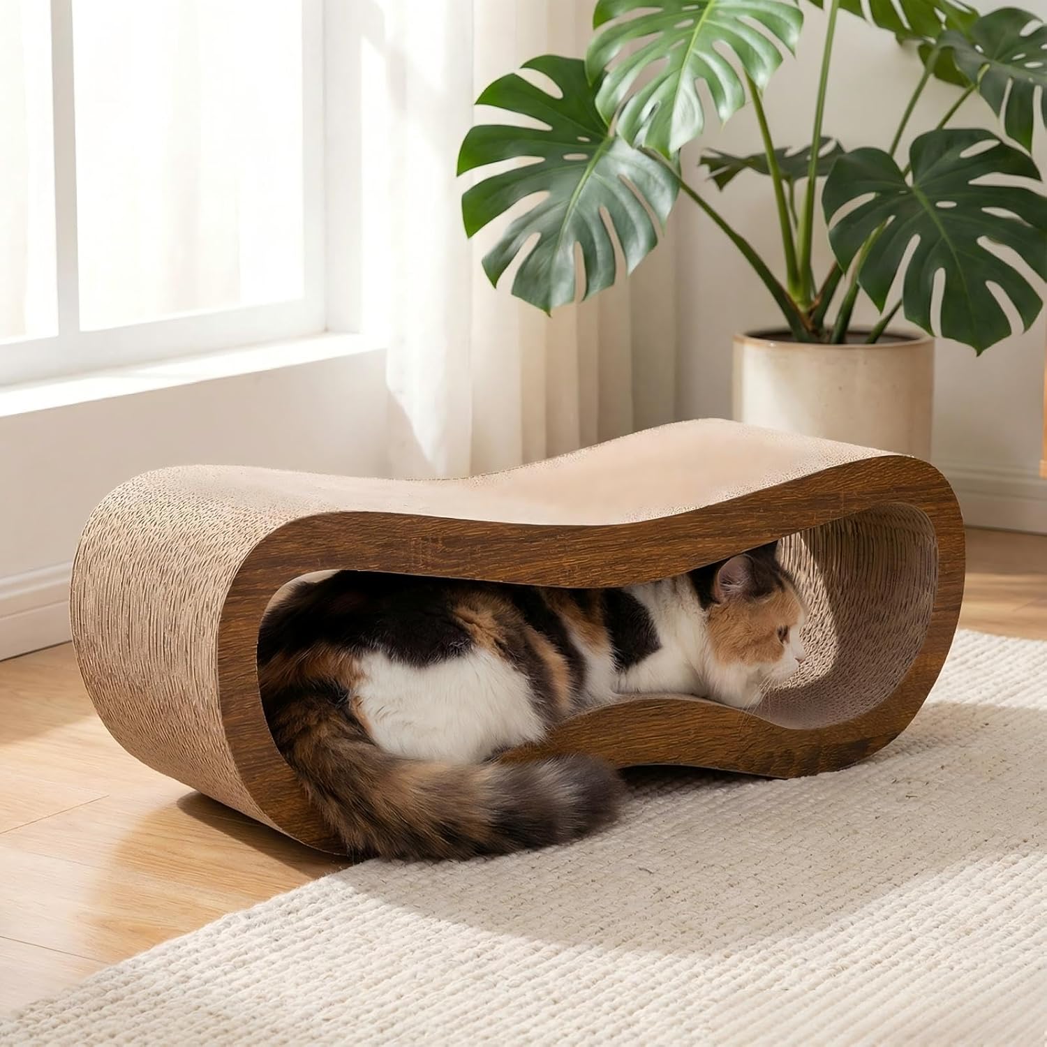 Cat Scratcher, 2 in 1 Cat Scratching Board, Cat Cardboard, Scratch Lounger for Cats as Beds & Furniture, Large, 27.44 x 9.06 x 9.06 inch