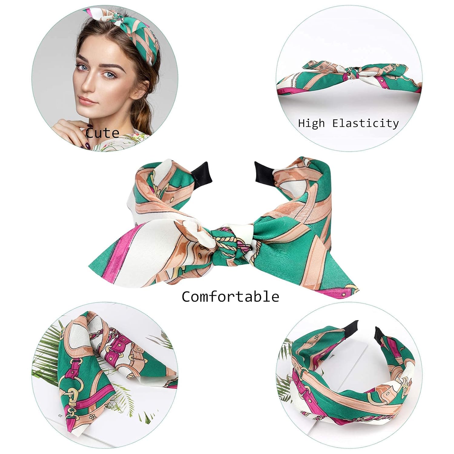 Jaciya 6 Pieces Knotted Bow Headbands for Women Turban Headbands for Women Wide Headbands for Women Knot Headband 6 Colors cintillos de pelo para mujeres