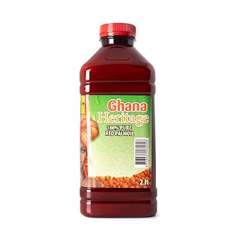 Ghana Heritage 100% Red Palm Oil 67.63 Fl Oz Pure Red Palm Oil for Cooking Natural African Palm Fruit Oil, Authentic Pure Red Oil for Stews, Sauces, and More, 2 Liter Bottle