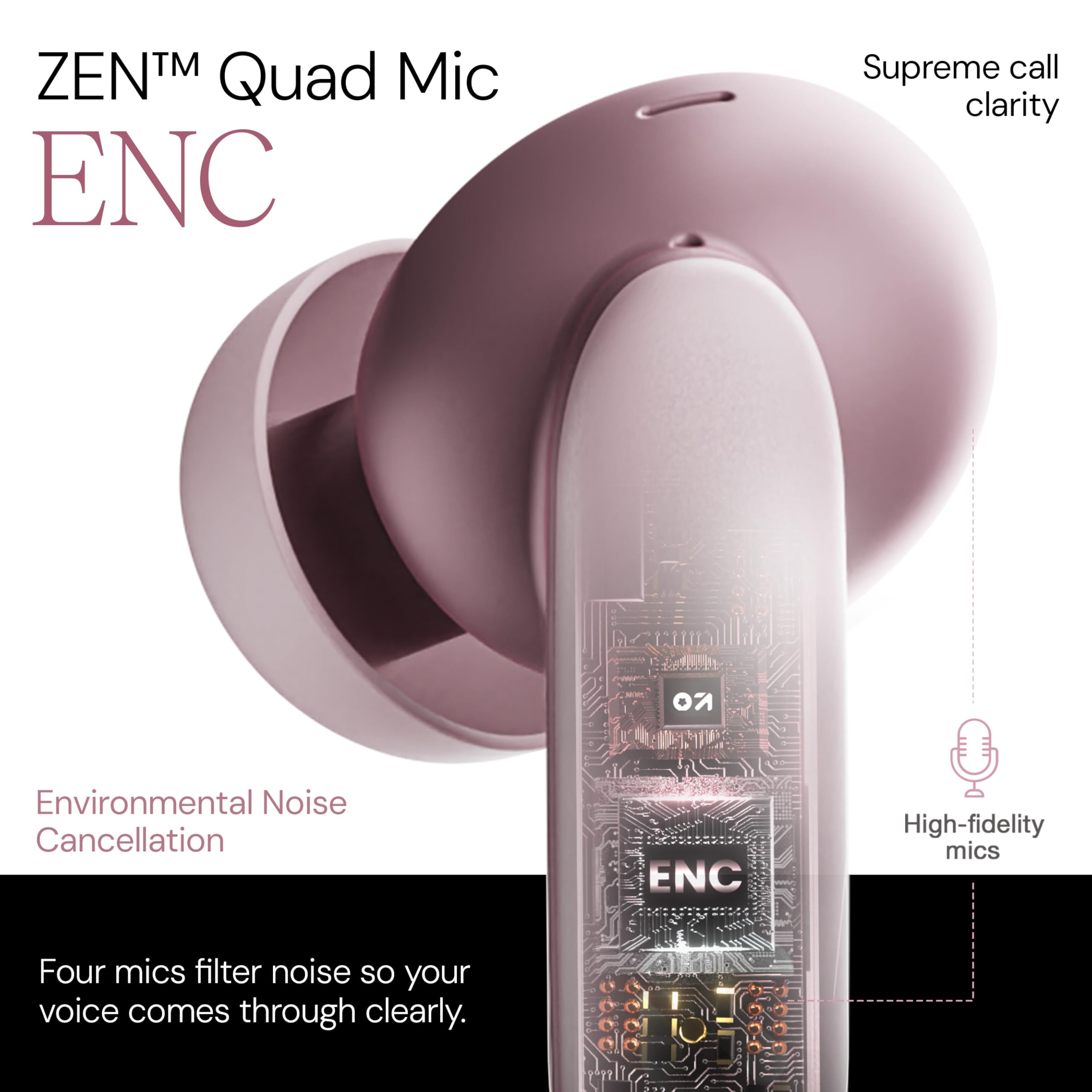 GOBOULT Y1 v2.0 Ear Buds Wireless with 60H Playtime, Zen Quad Mic ENC, 45ms Low Latency, Touch Contorl, Dual Device Pairing, Bluetooth 6.0, 13mm Driver Earbud TWS Wireless Earphone (Electric Pink) — Amazon image 9