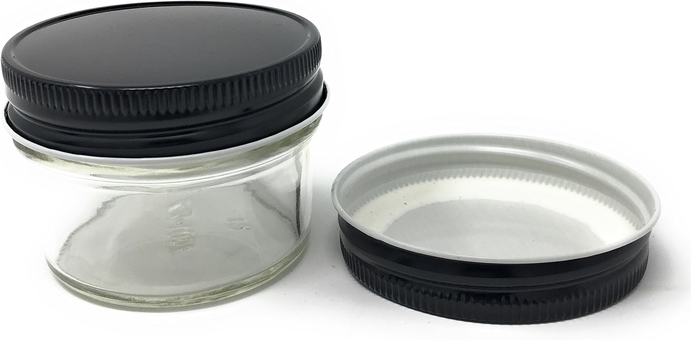4 oz Mason Jar Clear Round Regular Mouth in Case of 12 (12 Pack) by Packaging For You (Black)